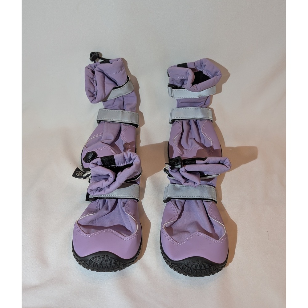 Spark Paws Dog Boots Purple Size 8 Paw Protection Reflective Straps Set of 4